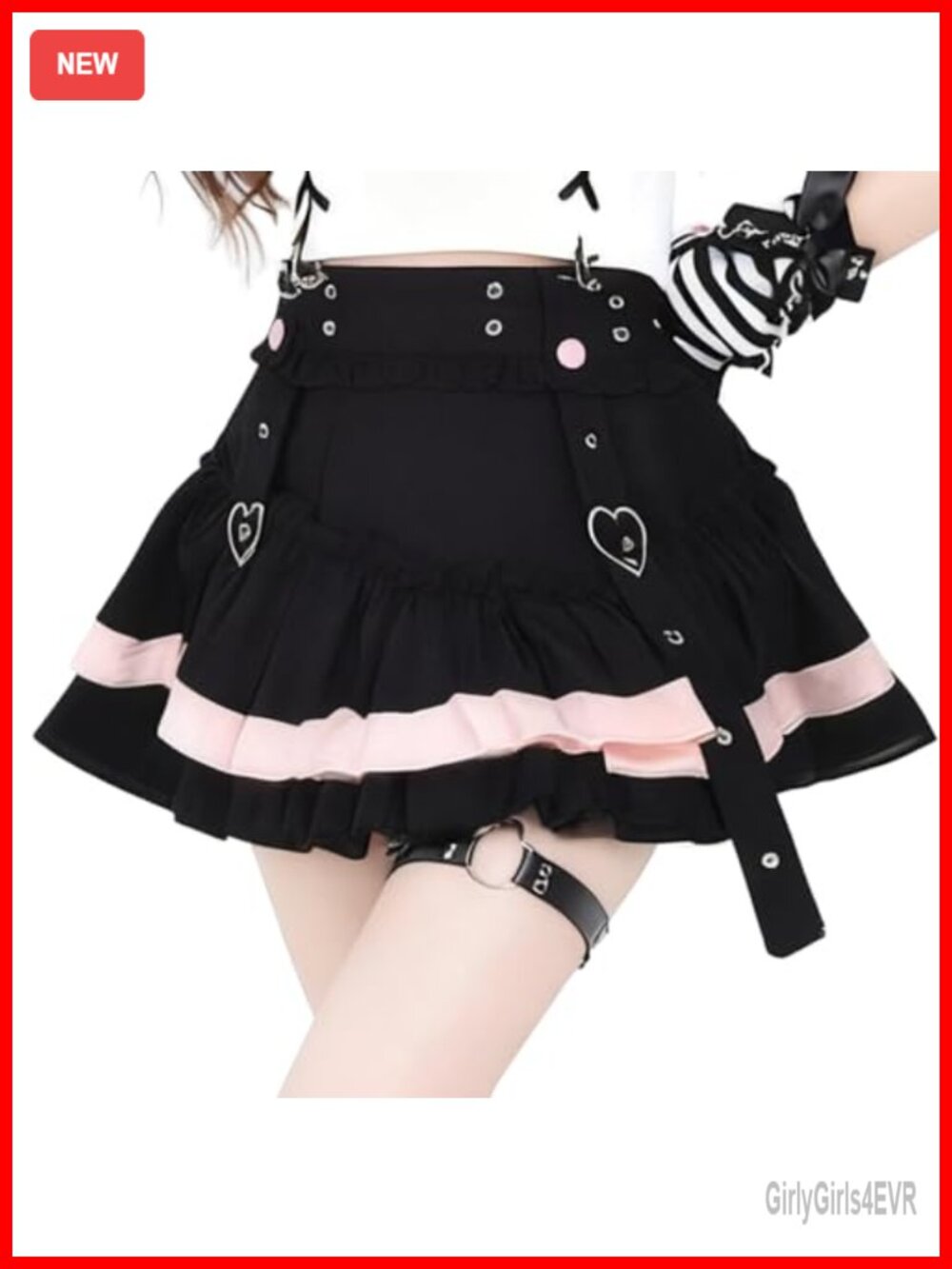 Mini Gothic Skirt With Shorts Elastic Waist A-Line Polyester